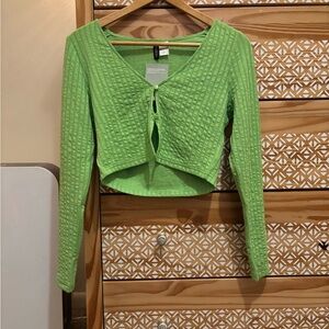 Green Textured Women's Button cardigan